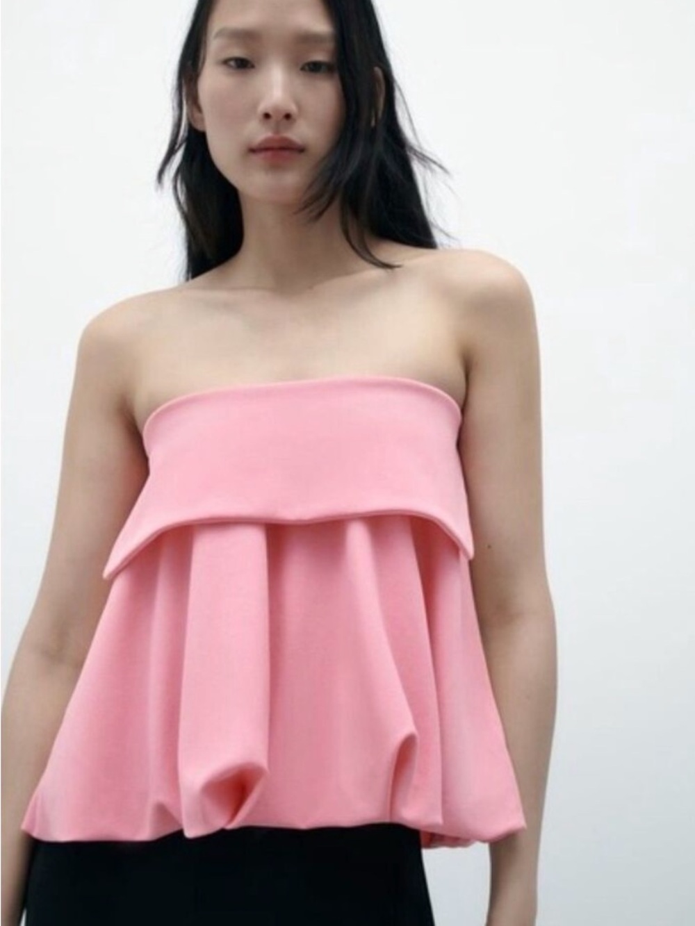 Zara Pink Strapless Ruffled Top - Picture 2 of 7